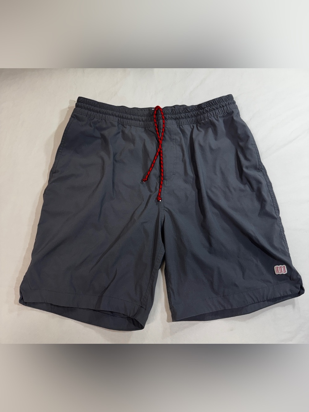 Topo Designs Global Unlined Mens Nylon Shorts Size XL Drawstring Grey